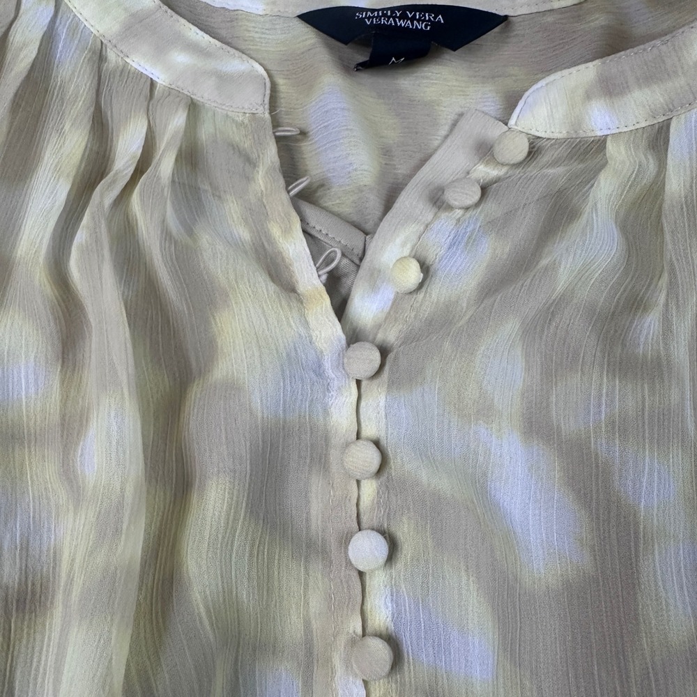 Simply Vera Vera Wang Yellow Floral Sheer Blouse Layered Medium - Picture 2 of 8